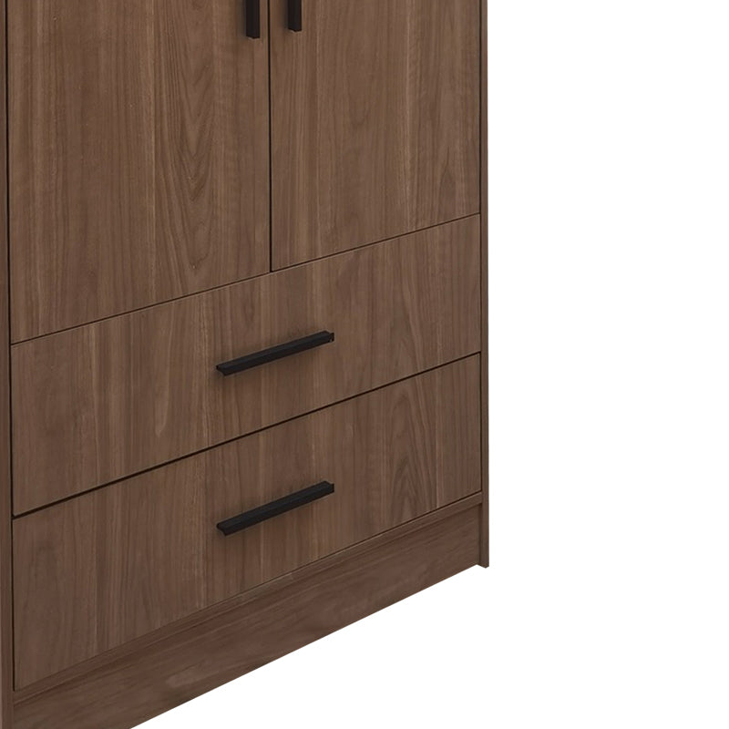 2-door wardrope Edritte pakoworld with drawers light walnut melamine 80x52x195cm