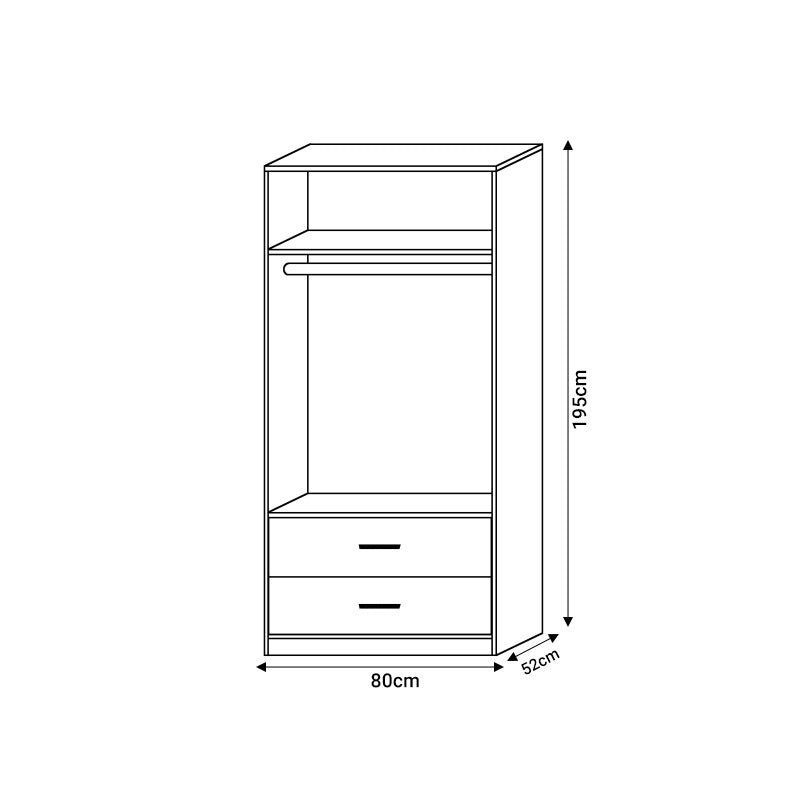 2-door wardrope Edritte pakoworld with drawers light walnut melamine 80x52x195cm