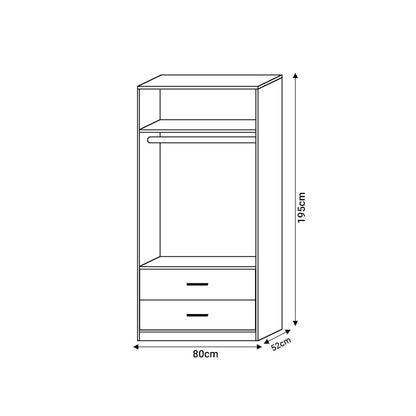 2-door wardrope Edritte pakoworld with drawers light walnut melamine 80x52x195cm