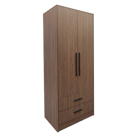 2-door wardrope Edritte pakoworld with drawers light walnut melamine 80x52x195cm