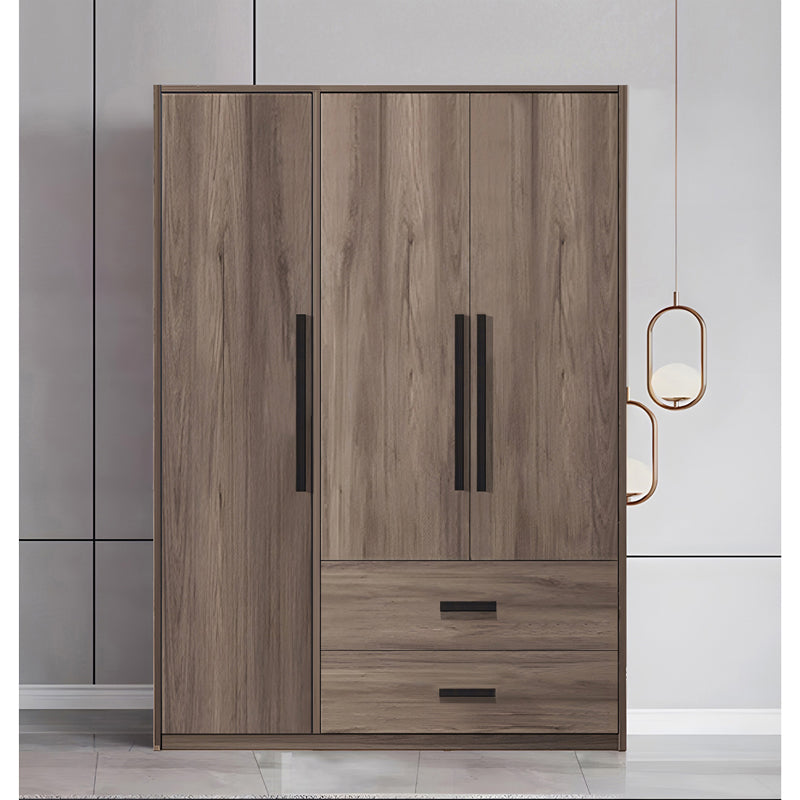 3-door wardrope Edritte with drawers light walnut 120x52x195cm