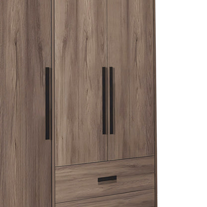 3-door wardrope Edritte with drawers light walnut 120x52x195cm