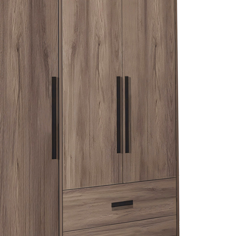 3-door wardrope Edritte pakoworld with drawers light walnut melamine 120x52x195cm