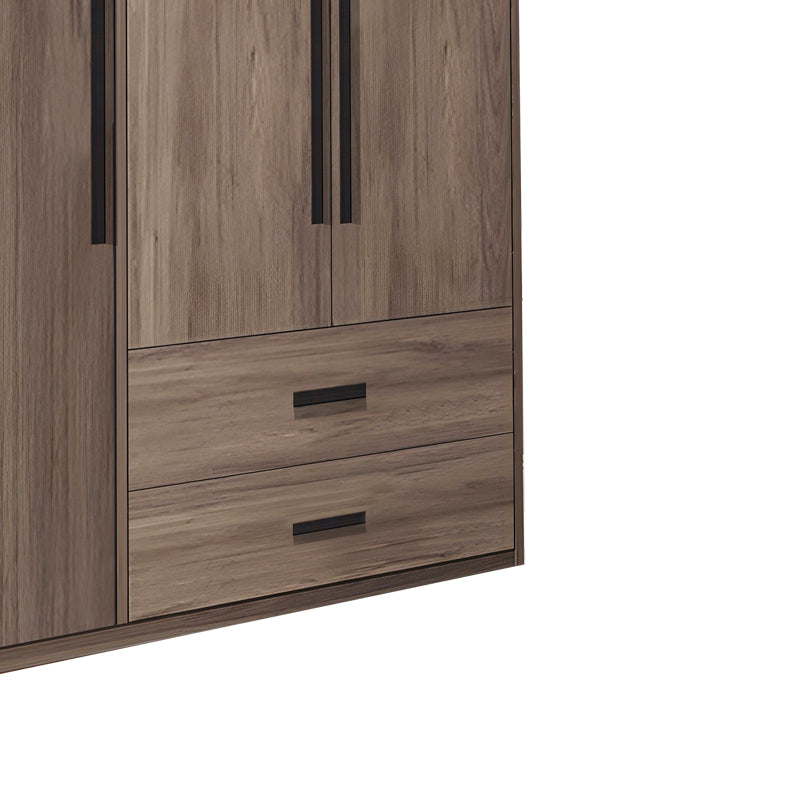 3-door wardrope Edritte pakoworld with drawers light walnut melamine 120x52x195cm