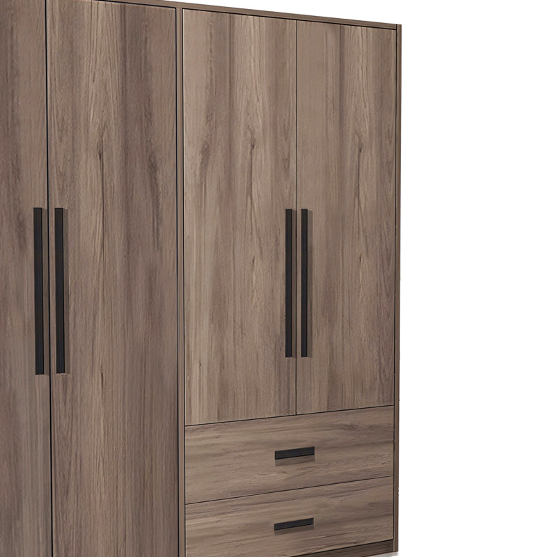 4-door wardrope Edritte pakoworld with drawers light walnut melamine 160x52x195cm