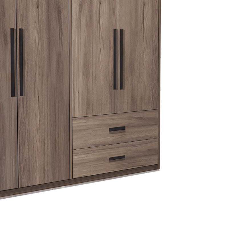 4-door wardrope Edritte pakoworld with drawers light walnut melamine 160x52x195cm