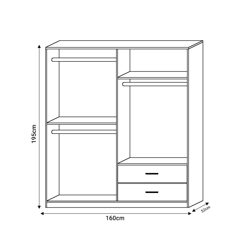 4-door wardrope Edritte pakoworld with drawers light walnut melamine 160x52x195cm