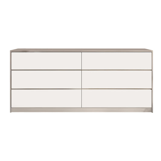 Kuanger pakoworld melamine chest of drawers in white-natural shade 120x40x70cm