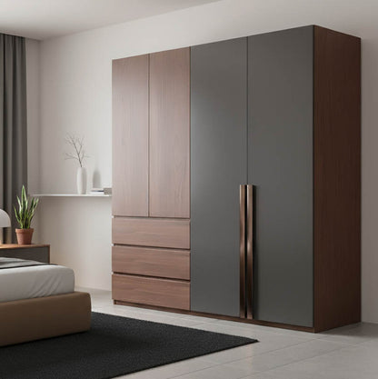 Sonlen wardrobe in walnut-charcoal shade 160x52x195cm