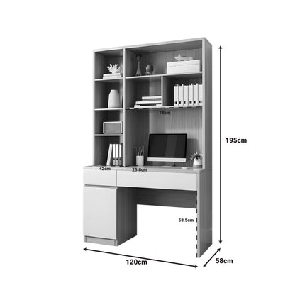 Pertin pakoworld melamine work desk in white-natural shade 120x58x195cm