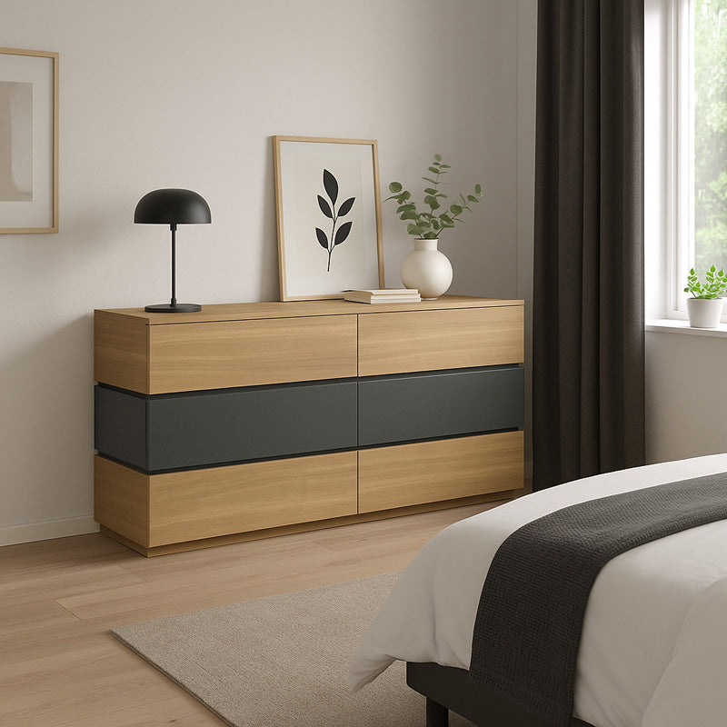 Sonlen chest of drawers in anthracite-sonoma shade 120x40x72cm