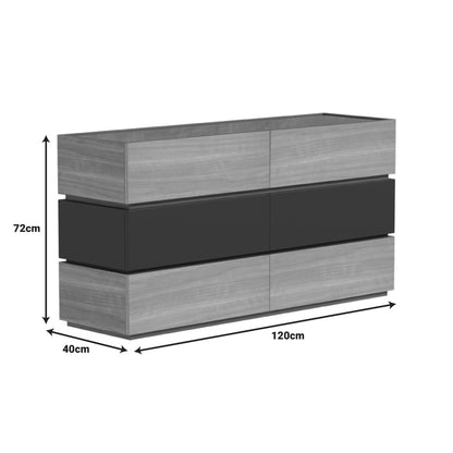 Sonlen chest of drawers in anthracite-sonoma shade 120x40x72cm