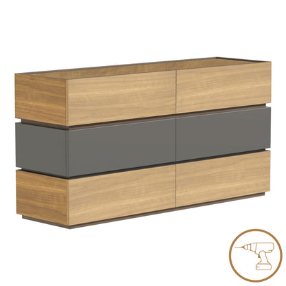 Sonlen chest of drawers in anthracite-sonoma shade 120x40x72cm