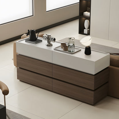 Sonlen pakoworld melamine and mdf chest of drawers in walnut-beige shade 120x40x72cm