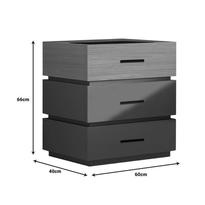 Sonlen pakoworld melamine and mdf bedside table in sonoma-charcoal shade 60x40x66cm