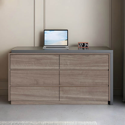 Multifunctional desk with integrated drawer unit, Reaze MDF in light walnut-anthracite color 120x50x73.5 cm.