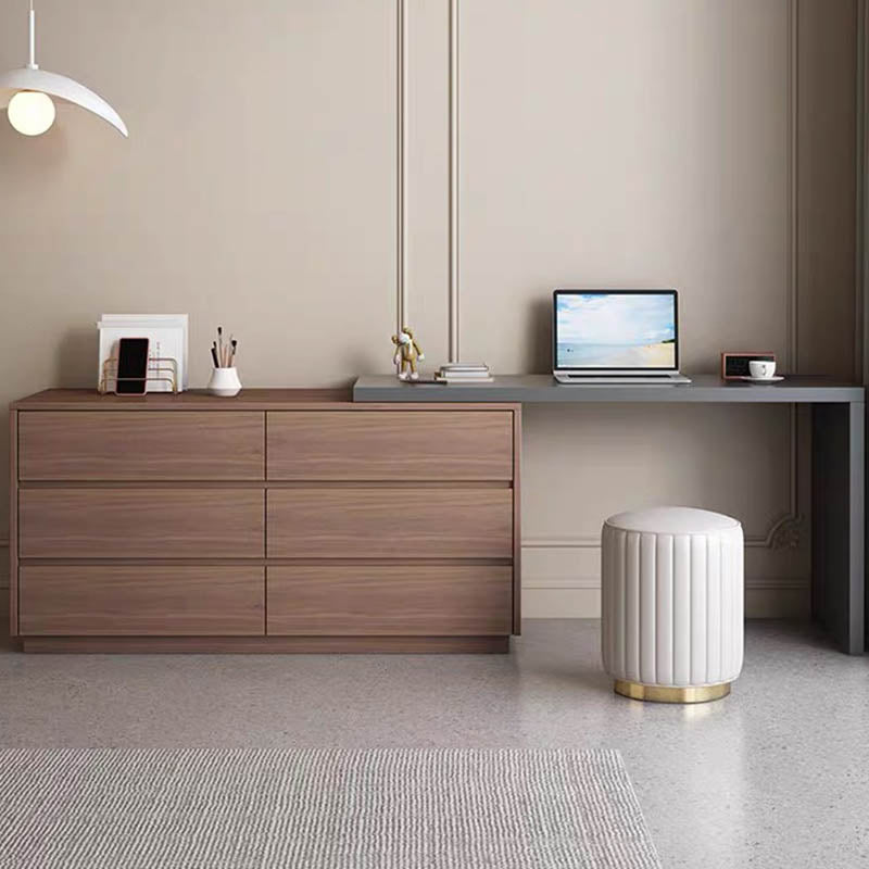 Multifunctional desk with integrated drawer unit, Reaze MDF in light walnut-anthracite color 120x50x73.5 cm.