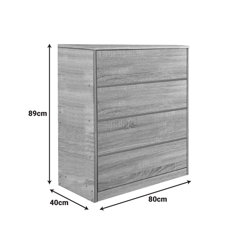 Kuanger mdf chest of drawers in a natural shade 80x40x89cm