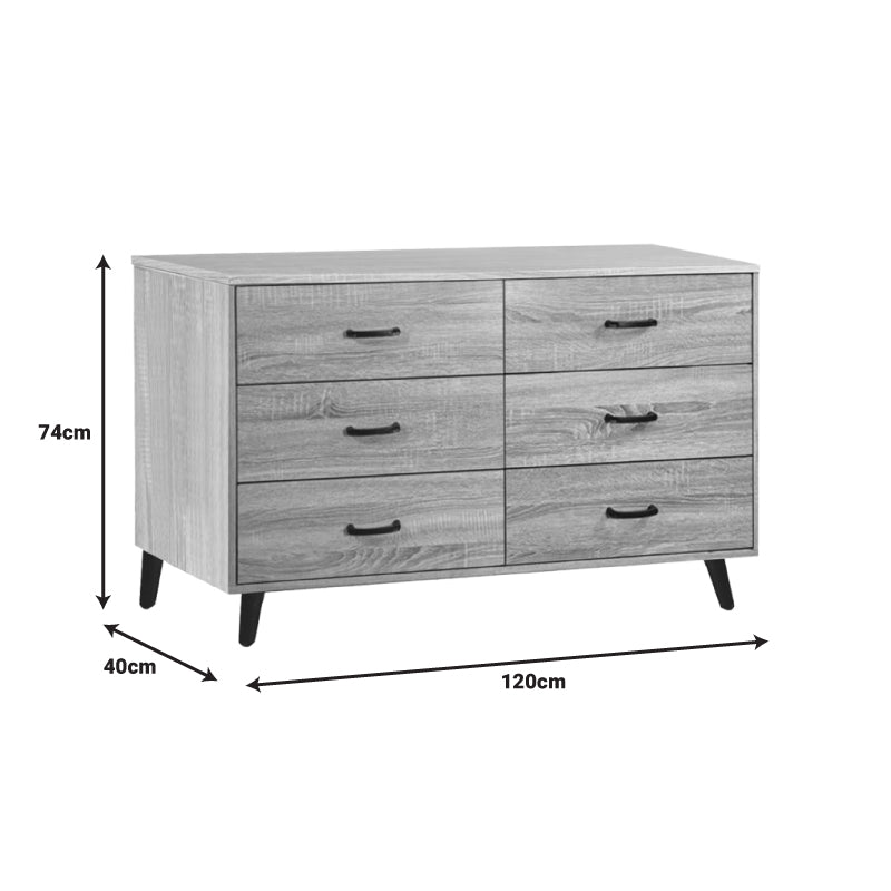 Adrenile pakoworld mdf chest of drawers in natural shade and black metal leg 120x40x74cm