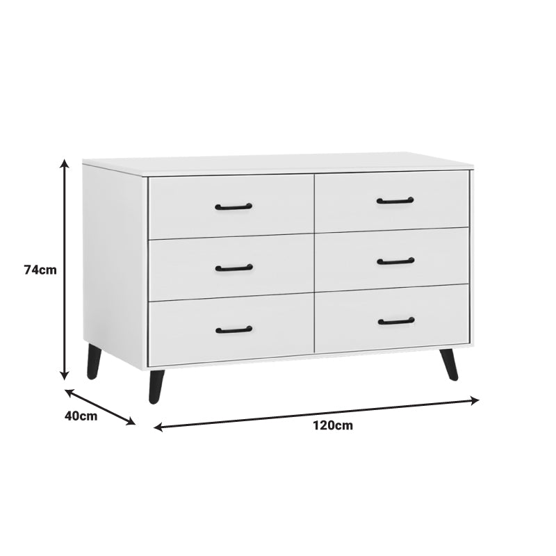 Adrenile pakoworld mdf chest of drawers in white shade and black metal leg 120x40x74cm