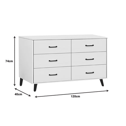 Adrenile pakoworld mdf chest of drawers in white shade and black metal leg 120x40x74cm