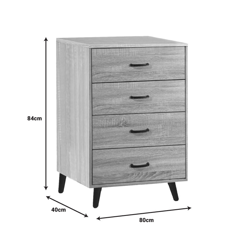 Adrenile pakoworld mdf chest of drawers in natural shade and black metal leg 80x40x84cm