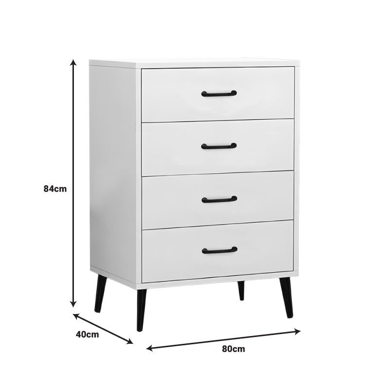 Adrenile pakoworld mdf chest of drawers in white shade and black metal leg 80x40x84cm