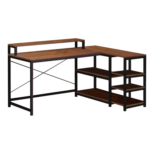 Corner computer reversible desk Tebul pakoworld MDF-metal in light  oak color 100x60x88cm