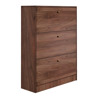 Warat 3 shoe Cabinet pakoworld in walnut color 80x24x112cm