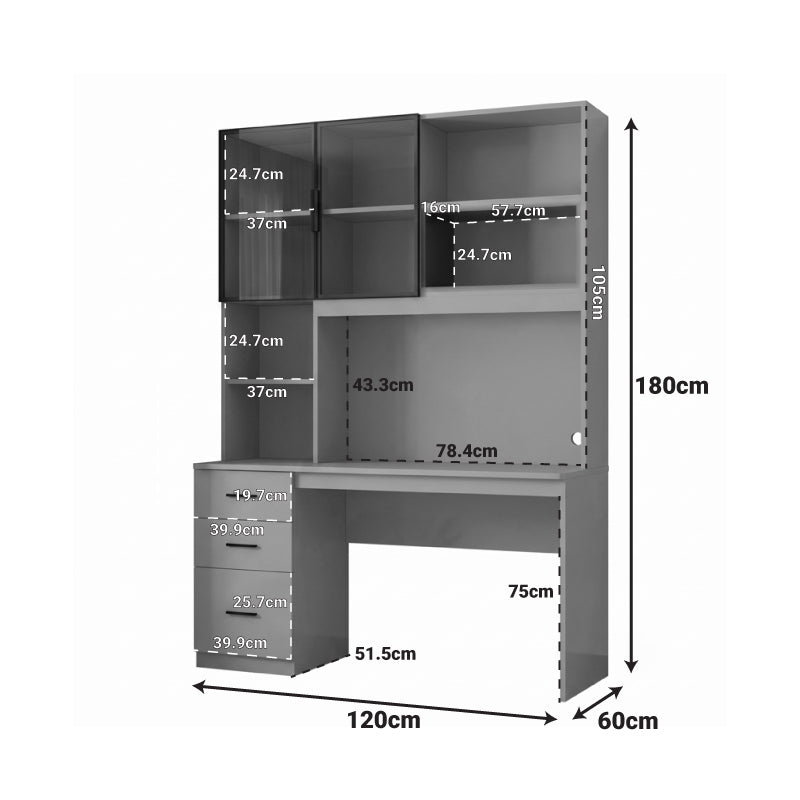 Computer desk-bookcase Citoro mdf in beige color 120x50x180cm