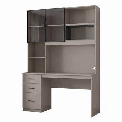 Computer desk-bookcase Citoro mdf in beige color 120x50x180cm