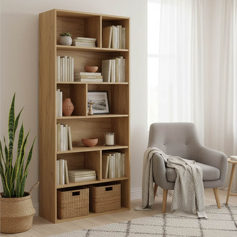Bookcase Evergin with drawers mdf in oak color 80x30x180cm