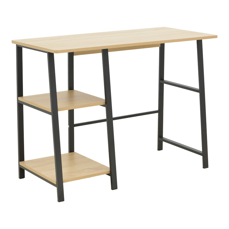 Study desk Ferje with shelves mdf in natural-black color 100x48x75cm