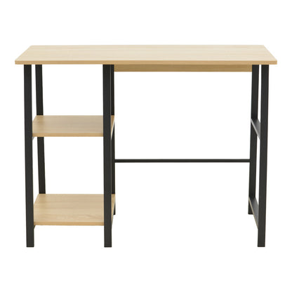 Study desk Ferje with shelves mdf in natural-black color 100x48x75cm