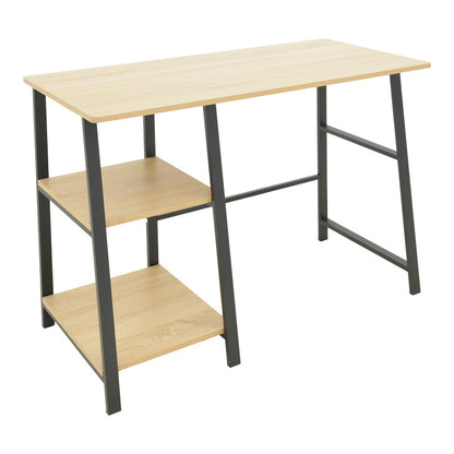 Study desk Ferje with shelves mdf in natural-black color 100x48x75cm
