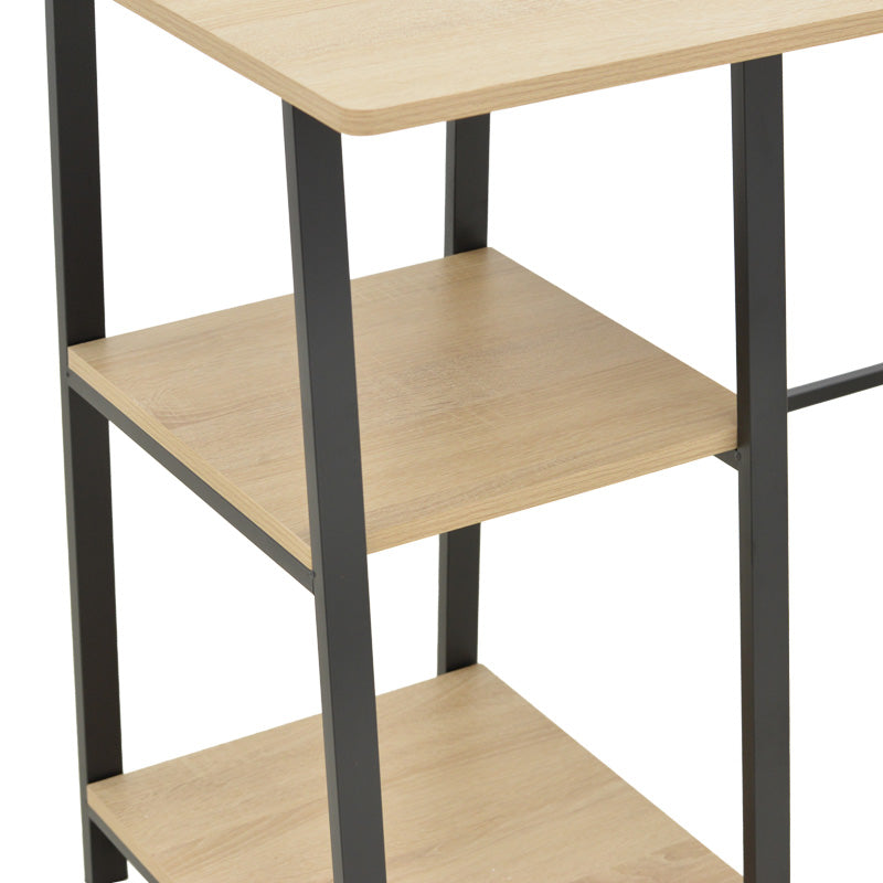 Study desk Ferje with shelves mdf in natural-black color 100x48x75cm
