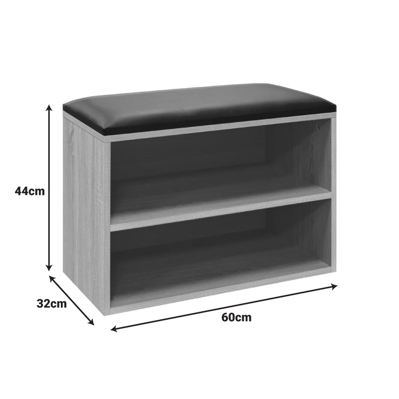 Shoe cabinet stool Kiana 4 pairs in natural color 60x32x44cm