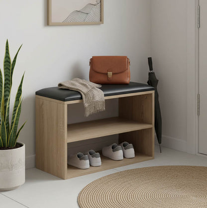 Shoe cabinet stool Kiana 4 pairs in natural color 60x32x44cm