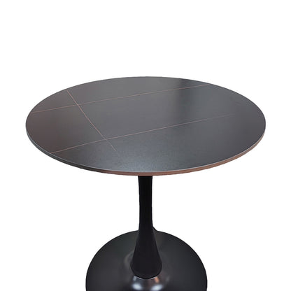 Dining table Balou I sintered stone in marble black color D70x74cm