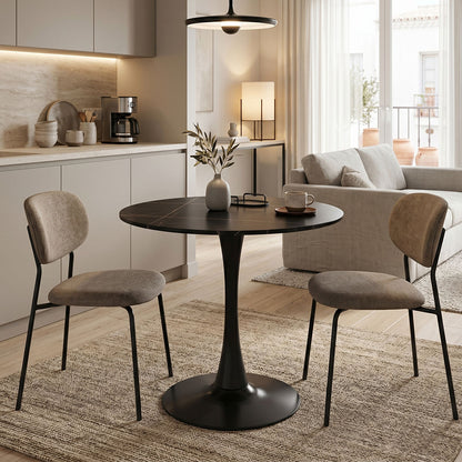 Dining table Balou I sintered stone in marble black color D70x74cm