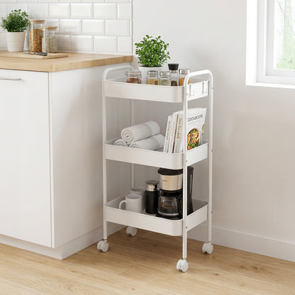 3-tier trolley Nedea white metal 41x30x77cm
