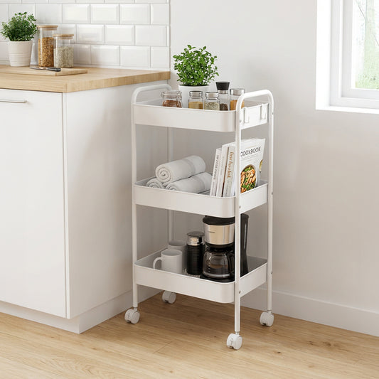 3-tier trolley Nedea white metal 41x30x77cm