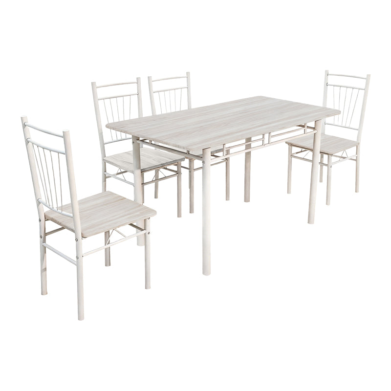Dining set Roza 5pcs sonoma mdf and metal white legs 110x60x75cm