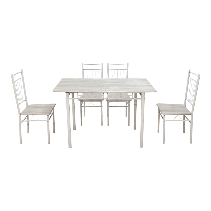 Dining set Roza 5pcs sonoma mdf and metal white legs 110x60x75cm