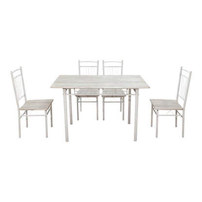 Dining set Roza 5pcs sonoma mdf and metal white legs 110x60x75cm