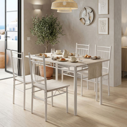 Dining set Roza 5pcs sonoma mdf and metal white legs 110x60x75cm