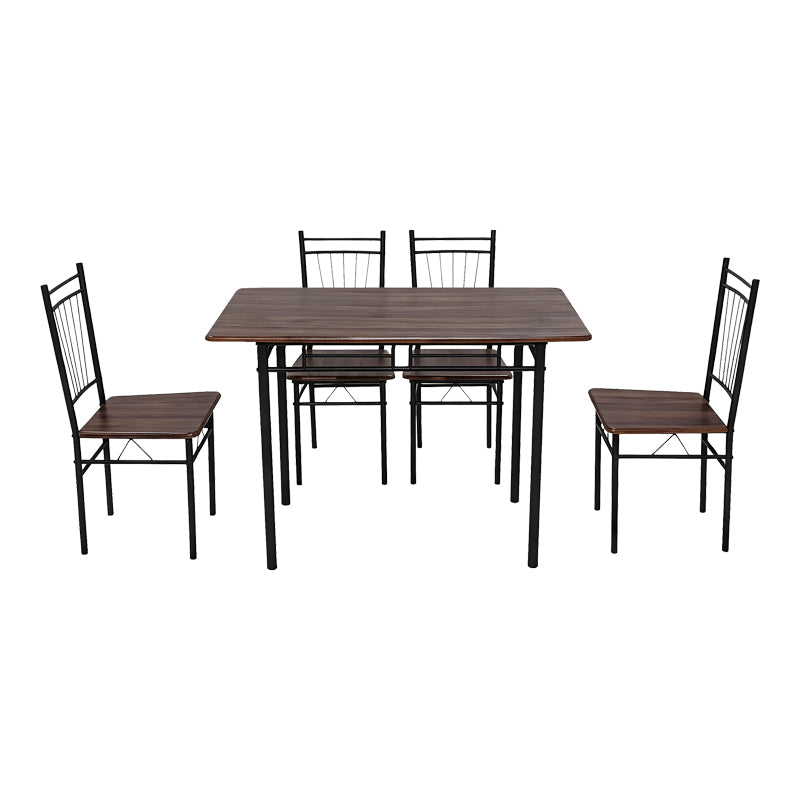Dining set Roza 5pcs walnut mdf and metal black legs 110x60x75cm