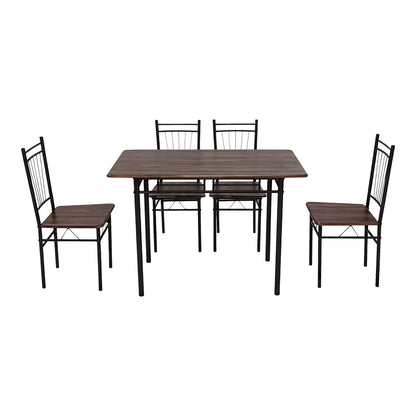 Dining set Roza 5pcs walnut mdf and metal black legs 110x60x75cm