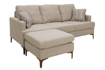 Corner sofa Slim pakoworld with beige fabric and two pillows 185x140x70cm