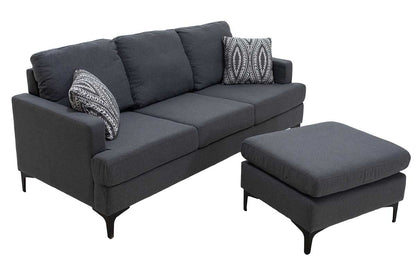 Corner sofa with dark grey Slim pakoworld fabric and two pillows 185x140x70cm